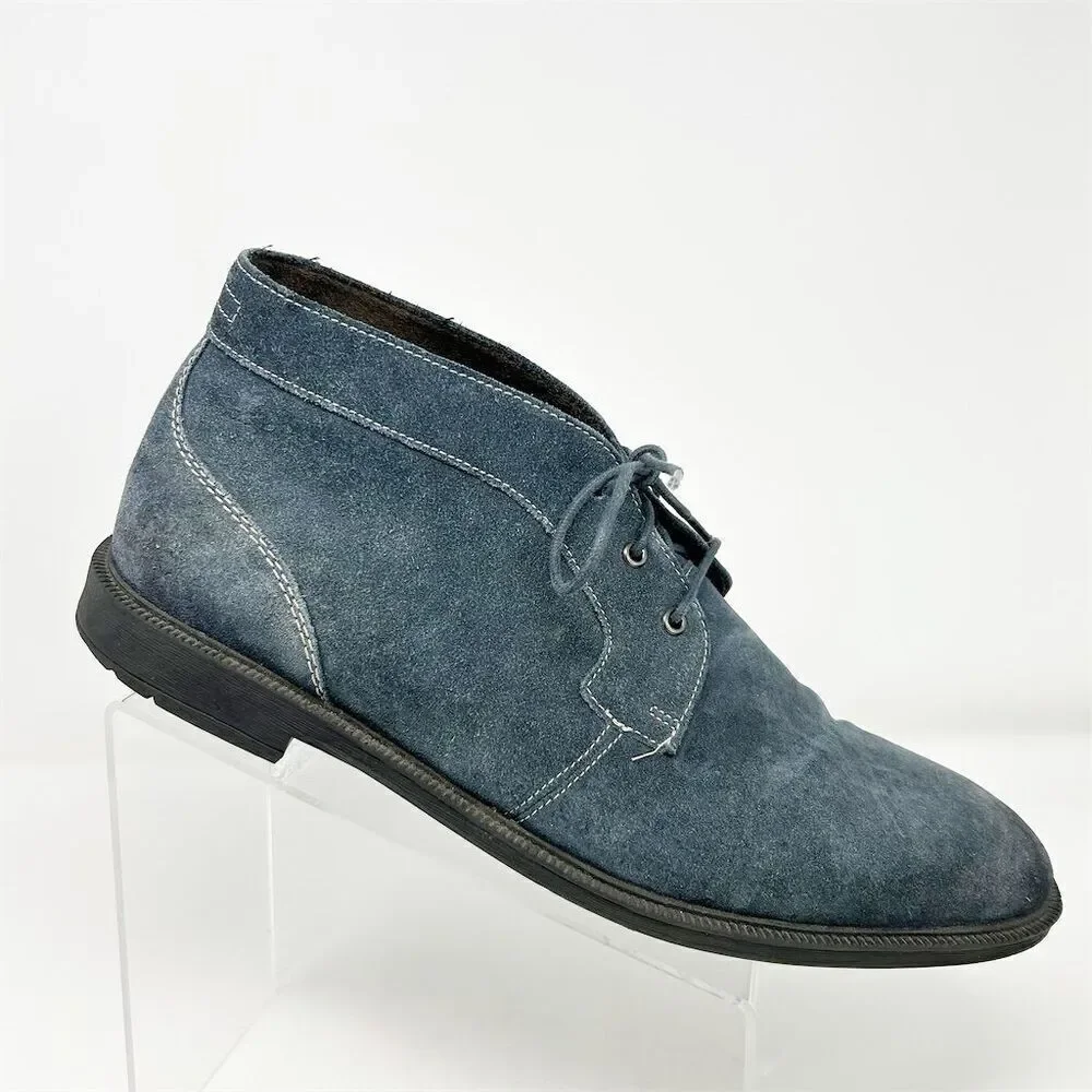 Stacy Adams Men's Blue Suede Chukka Boots Size 12 M Lace Up Memory Foam